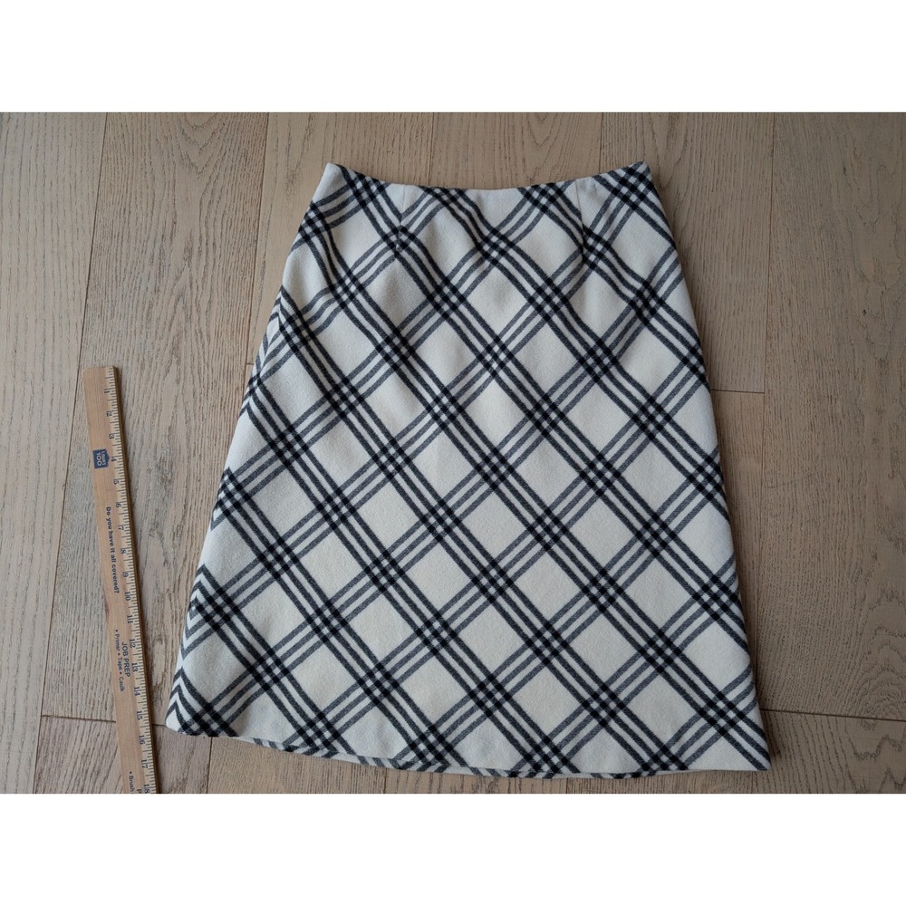 Kate Hill Wool Skirt Black and Cream Plaid Check Career‎ Fall Winter Women's 6 - Picture 7 of 7